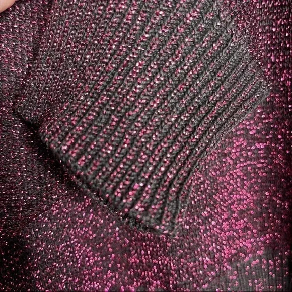 Pierre Cardin Vintage Metallic Pink/Black Dolman Sleeve Sweater Size Medium USA - Picture 2 of 6
